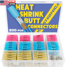 200PCS Marine Grade Heat Shrink Wire Butt Connectors AWG 26-10 Waterproof Butt S