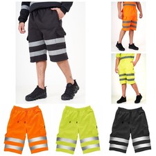 New Men's Hi Vis Fleece Shorts High Visibility Security Work Wear Bottoms
