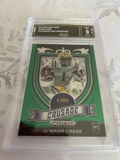 JA'MARR CHASE BENGALS 2021 PRIZM DRAFT PICKS CRUSADE GREEN PRIZM RC 162 GRADED 9