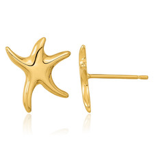 14K Solid Yellow Gold Starfish Stud Earrings