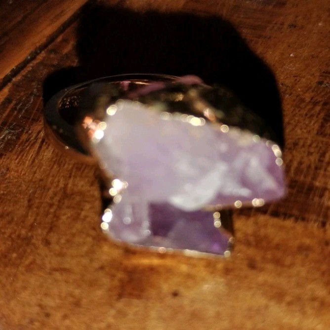 Handcrafted Statement Ring Raw Purple Amethyst Ge… - image 1