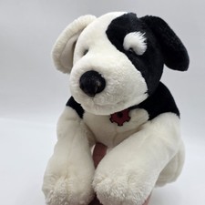 Sprockets by RUSS Black  White Dog Weighted Plush Dog with Collar 13  FLAWS