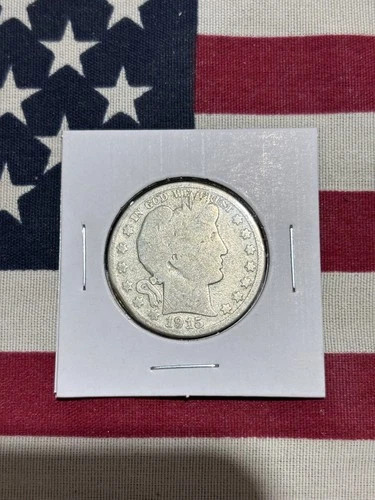 1915-S Barber Half Dollar - 90% Silver - US 50c, Previously Cleaned, New Skin