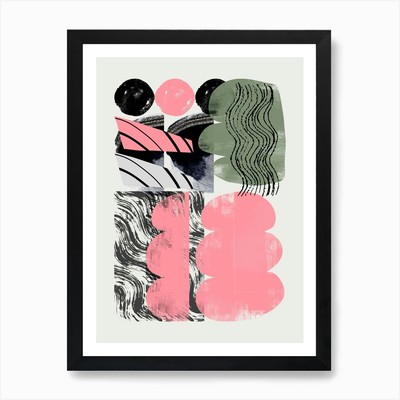 Abstrakte Form Collage in Rosa Kunst Gerahmt Wandbild Poster Leinwanddruck Bild