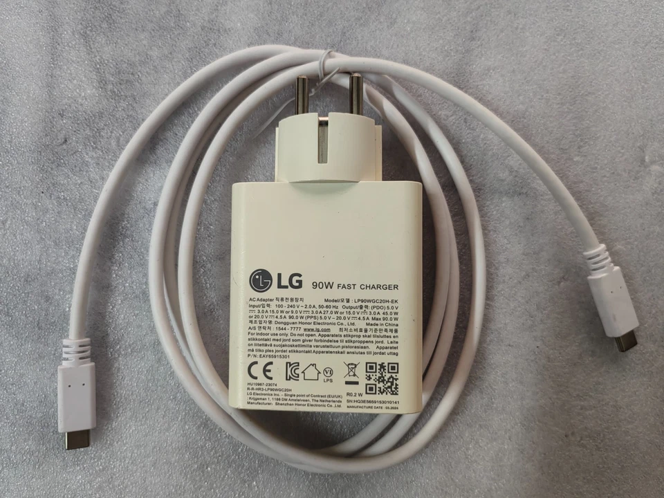 Cargador rápido genuino para LG Gram Pro 17Z90SP-E.ADB9U1 LP90WGC20H-EK 20V 4.5A 90W Foto 2 de 4