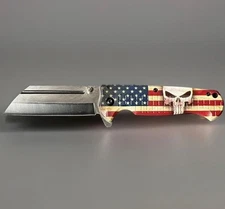 ElitEdge Flag And Skull Raised Design Assisted Opening Knife