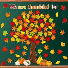 99 PCS Fall Thanksgiving Bulletin Board Decoration Set Autumn Maple Leaf