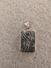 Large Sterling Silver Etched Rectangular Locket