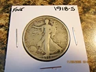 1918-S WALKING LIBERTY SILVER HALF DOLLAR FINE     79