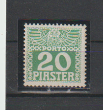 Austria- Levante, marka porto, 20 piastrów, jasnozielony papier kredowy, poczta