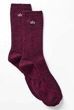 NWT ALO Burgundy Cotton Crew Socks