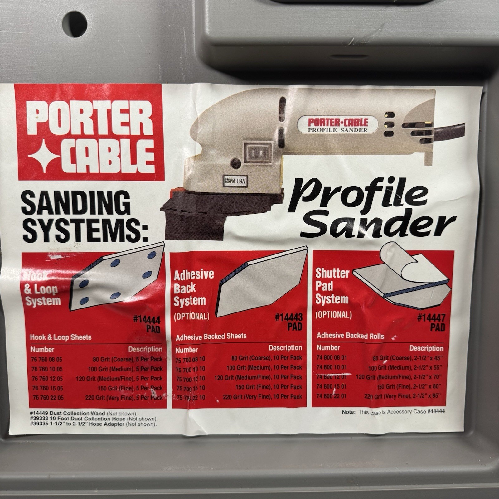 Porter Cable 444 Profile Sander Tool W/ Accessories