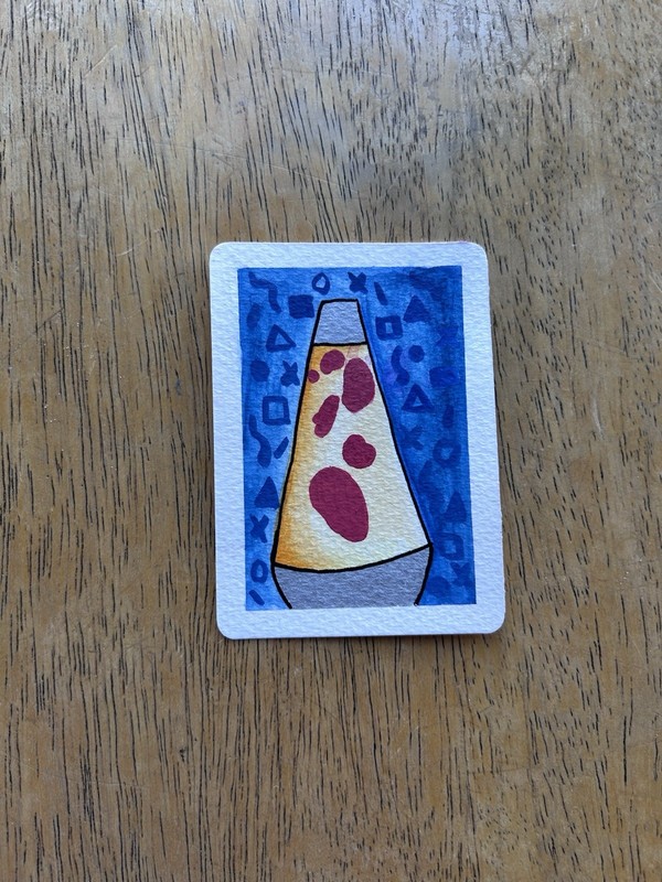 ACEO Original Art Card Warm Watercolor Lava Lamp By Eliza (@beifong.badgers)
