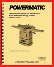 Powermatic 54A 54HH 6" Wood Jointer Owner Instruction Service Parts Manual 1677