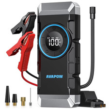 SALE AVAPOW 4000A Jump Starter with Air Compressor, 150 PSI Tire Inflator, 12V