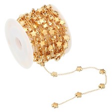 16.4 Feet Star Beading Chain with Spool, Beaded Chain Link for Jewelry, Golden