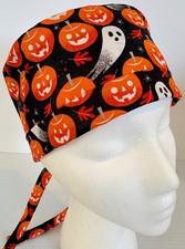 Halloween Pumpkins Ghost Lined Medical Skull Scrub Cap Surgery Hat