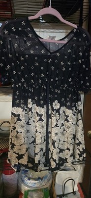 Siren Lily Dress Womens Blue Stretch 3/4 Bell Sleeve Lined Size Large 