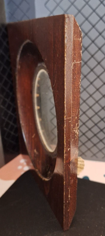 Ancien cadre Photo ovale en bois -Napoléon III - Laiton + Verre Bombé - BE - Photo 4/4