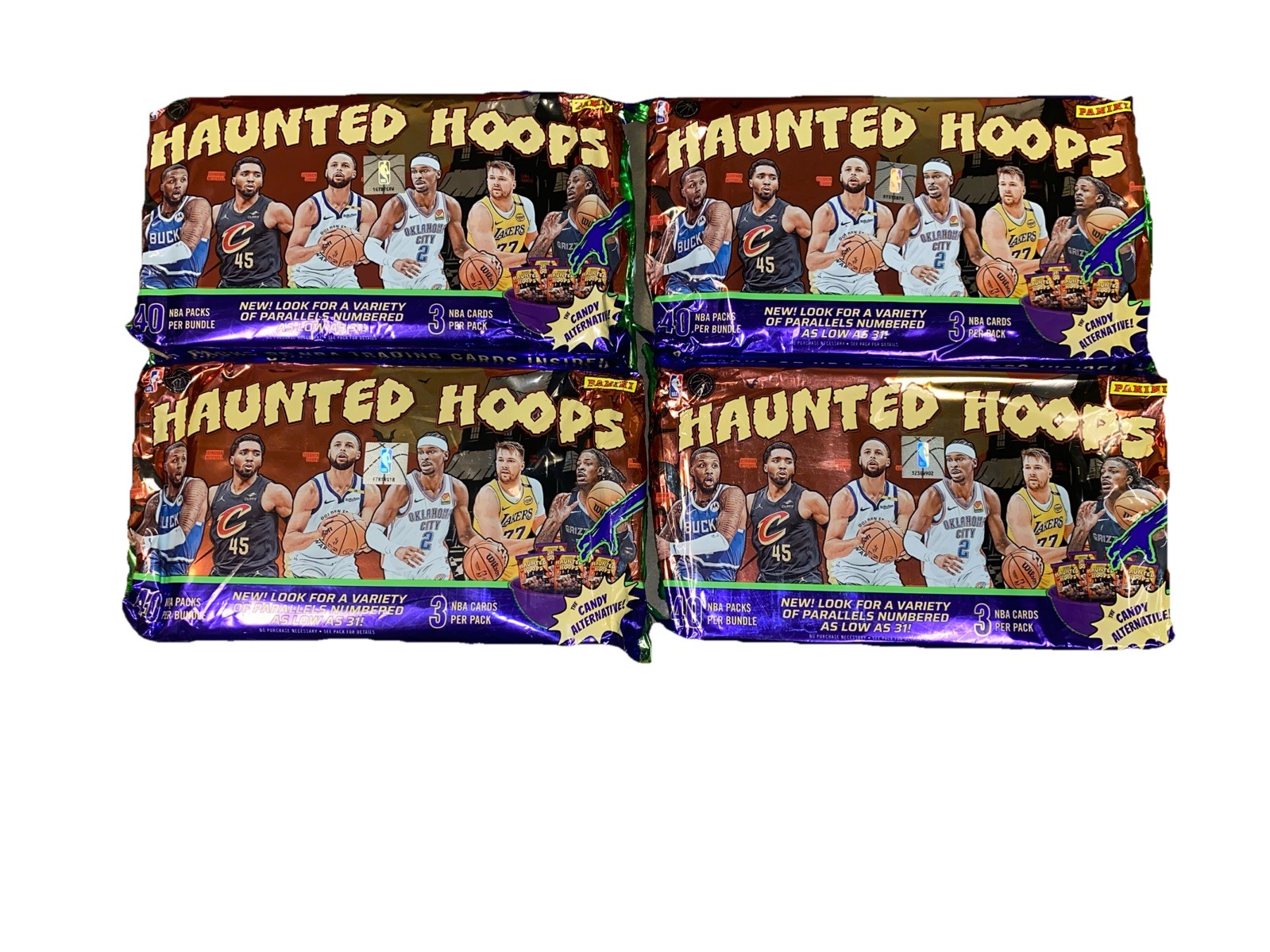 4x 2024-25 Panini Haunted Hoops Halloween NBA Basketball Bundle with 40 Packs