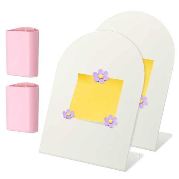 2 Stk. Magnet-Pinnwand FüR 6 Blumenmagnete & Stiftehalter, Weiß/Lila/Rosa-image