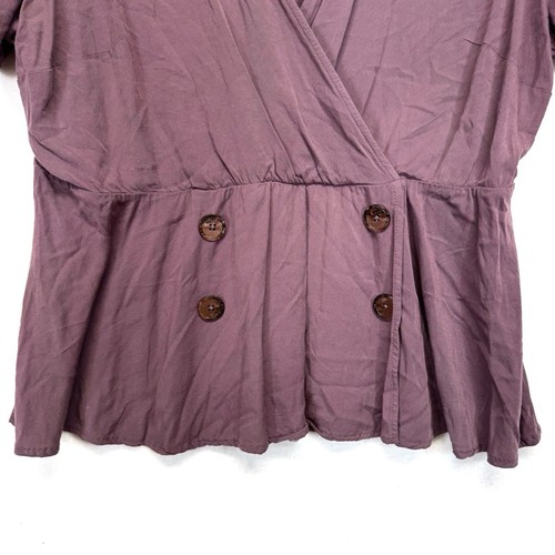 Torrid Top Damen 14/16 Plus Mauve Lila Stretch Challis Schößchen Bluse V-Ausschnitt - Bild 2 von 7