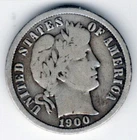 Barber Dime—1900—untouched since 1913