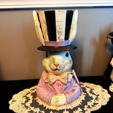 Mad Hatter Jolie Fleur  Easter Bunny Figurine 13” Pastel Spring Cottagecore NWT