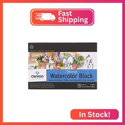 Canson Artist Series Montval Watercolor Paper, Fold Over Block, 6x9 inches, 15 S