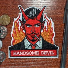 Handsome Devil Patch Satan Lucifer Dandy Goth Punk Embroidered Iron On 3.5x3.25"