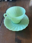 Fire King Shell Jadeite cup and saucer