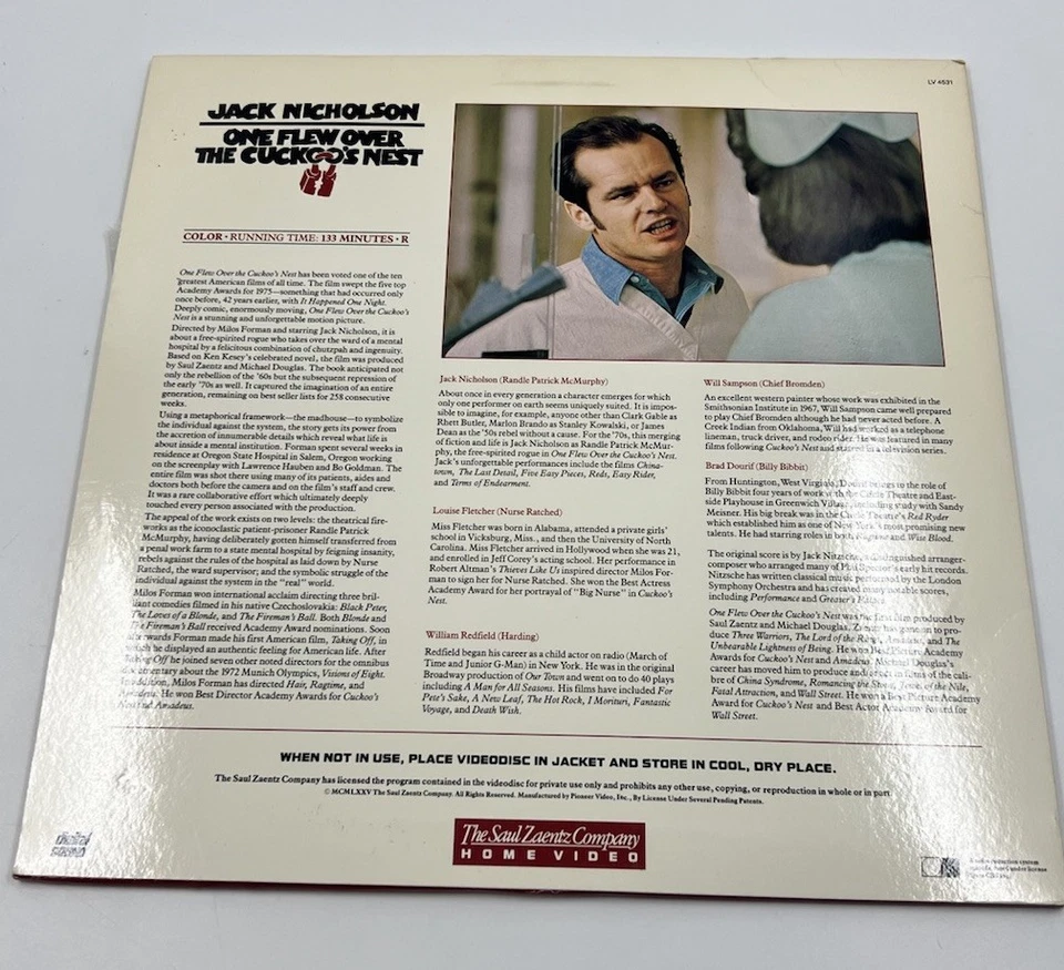 One Flew Over the Cuckoo's Nest Laserdisc LD Jack Nicholson - Image 2 of 3