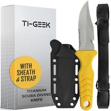 Titanium Survival Scuba Diving Fixed Blade Knife with Sheath Straps - Holst...