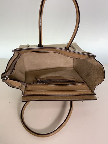 CELINE Luggage Micro Shopper Handbag Leather BEG Solid - Picture 4 of 6