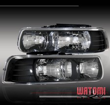 99-02 Chevy Silverado00-06 Tahoesuburban Crystal Headlights Black Pickup Truck
