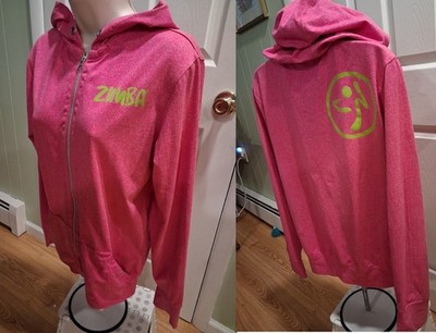 Authentic Small Spicy Zumba Wear Fitness Full-Zip Pink Hoodie Jacket 20'' x 25''