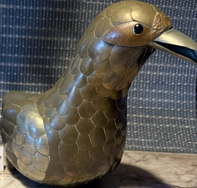 Sergio Bustamante Vintage Handmade Mixed Metals Duck Figurine Brass Copper Tin