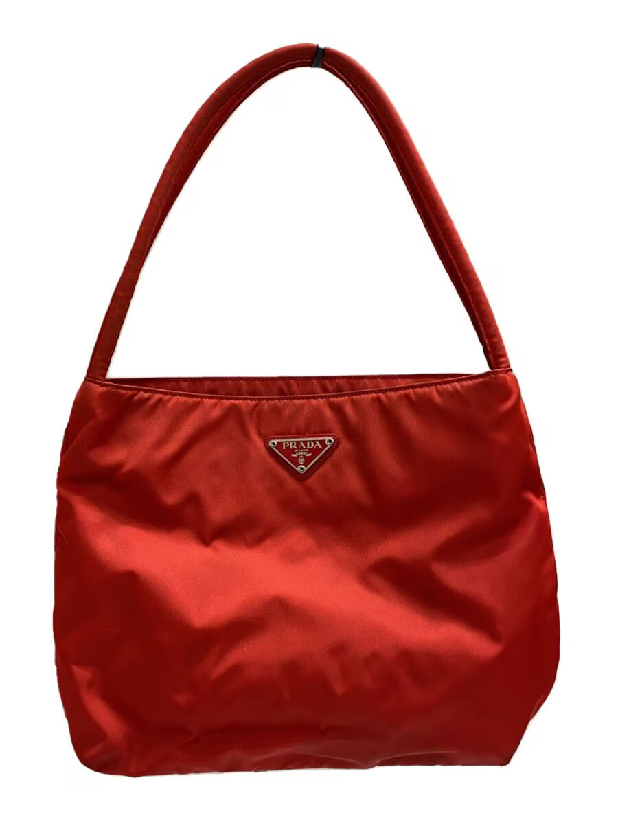 PRADA Handbag Nylon RED Solid B6243 Authentic Rar… - image 1