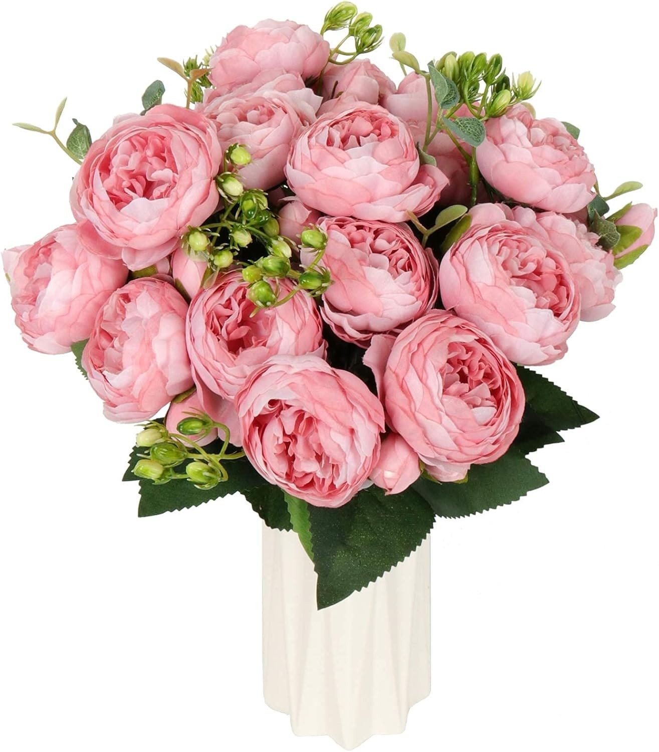 4 Bundles Pink Artificial Peony Flowers, Silk Peonies Bouquet, Bulk, Home Decor