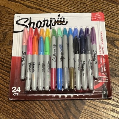 24ct Sharpie -BOLD COLORS- FINE Permanent Markers Set #2097499 New Art Markers