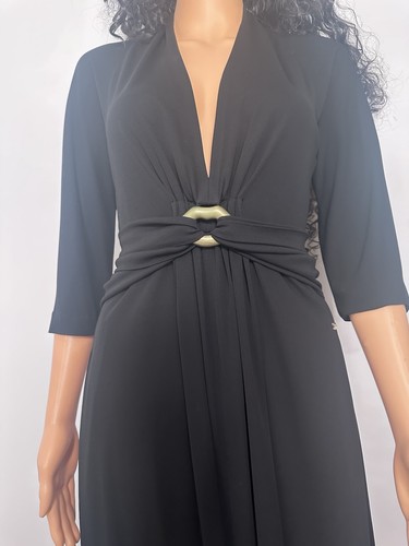 Sonia Rykiel, Abito midi vintage Sonia Rykiel Paris nero ferramenta oro FR taglia S-M