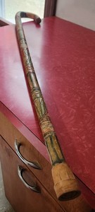 VTG 1960s Carved Wooden Cane Walking Stick Indian, Flamingo, etc.  