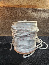 Twisted Poly Dacron Rope White w/ Red Tracer 1/2" x 600ft. Utility Rope 3 Strand
