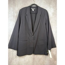 NWT VTG 90s Sag Harbor Blazer Women 16 Black Single Button Notched Lapel