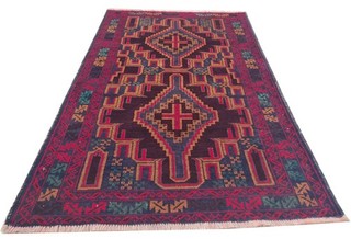 Rare Hand Knotted Vintage Afghan Adras Khan Balouch Wool Area Rug 4.5 x 2.9 Ft