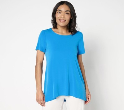 Susan Graver Women's Top Petite 3XP Essentials Liquid Knit A-Line Blue A684067
