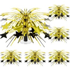 6 Pcs Black and Gold Foil Spray Centerpieces for Tables Metallic Star Table D...