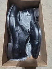 Johnston & Murphy Men's Sz 13 Black Lewis Cap Toe Dress Shoe Full Leather