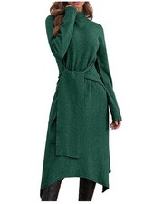 Women’s Dress Cowl Turtle Neck Knit Long Sleeve , Belt, Women's Size S