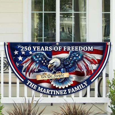 Custom Name Patriotic Eagle We The People Semicircle Flag American